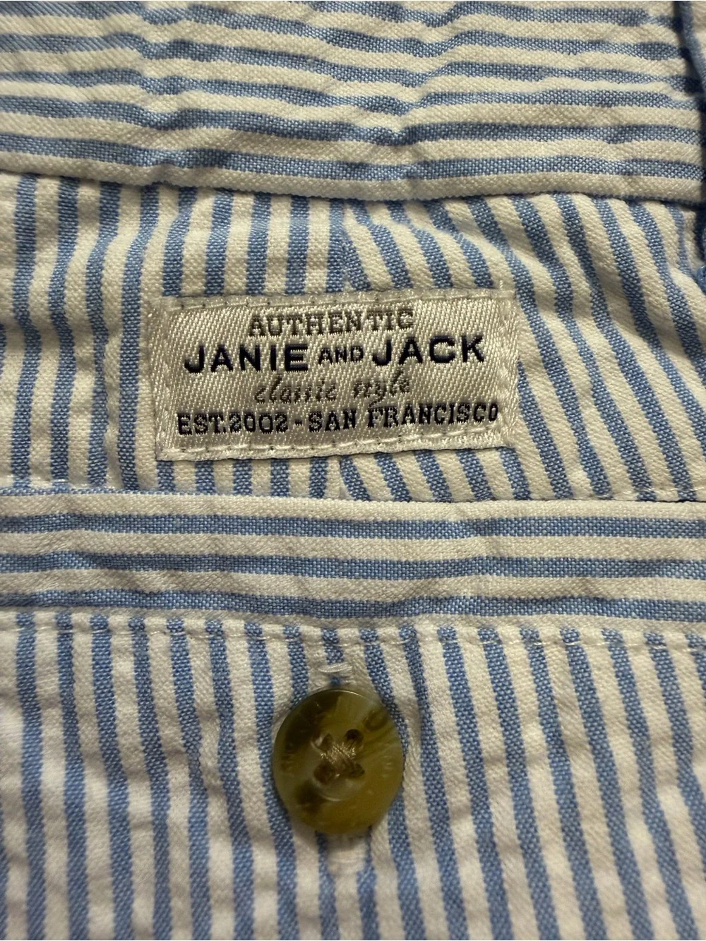 Janie and Jack Classic Seersucker Blue Stripe Kid’s Shorts - Picture 3 of 6